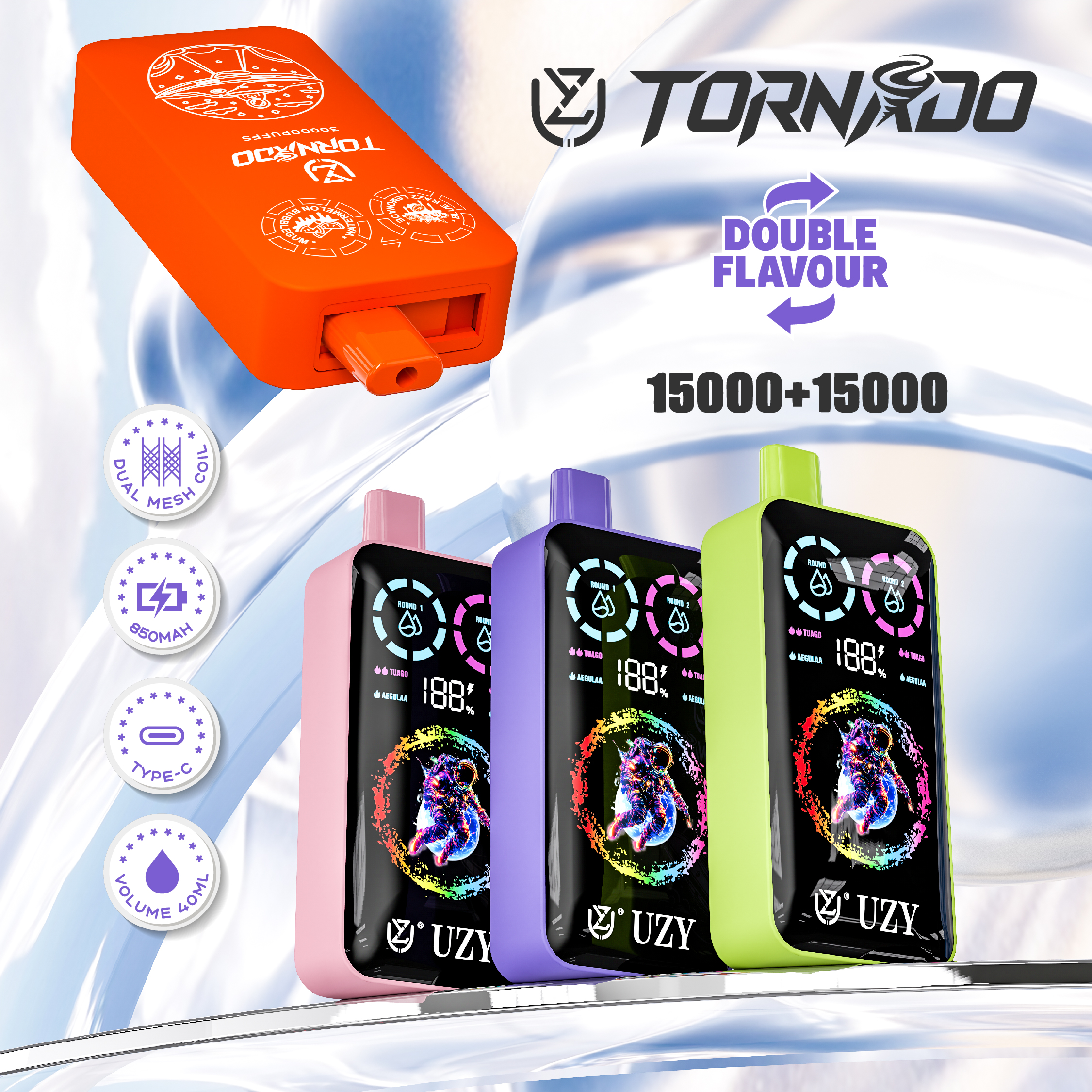 UZY Tornado 30000 Einweg E-Zigarette Double Flavor