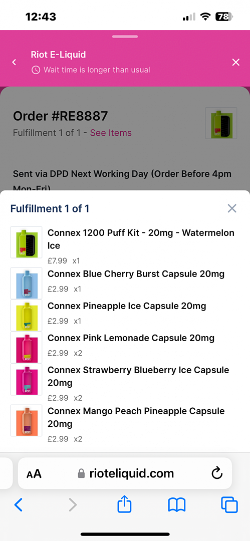 Riot Squad Connex 1200 Puff Kit E-Zigarette Strawberry Blueberry Ice 20mg