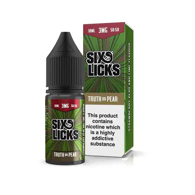 Six Licks Originals Truth or Pear E-Liquid 10ml 3mg Birne