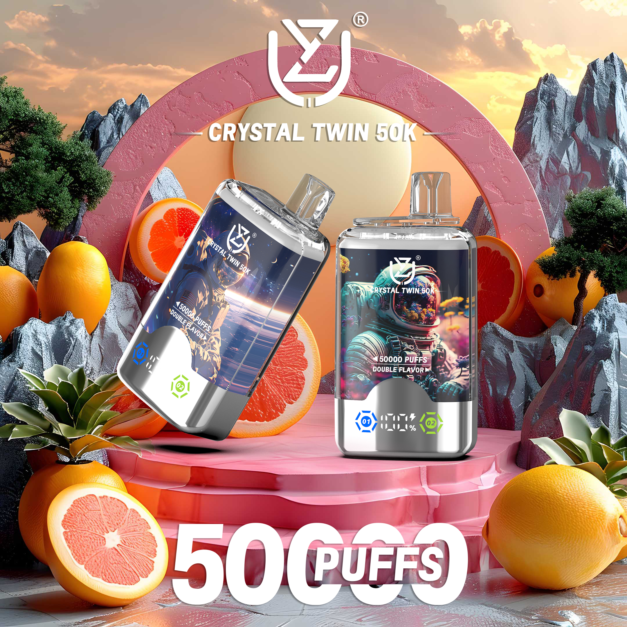 UZY Crystal Twin 50K Einweg E-Zigarette Double Flavor