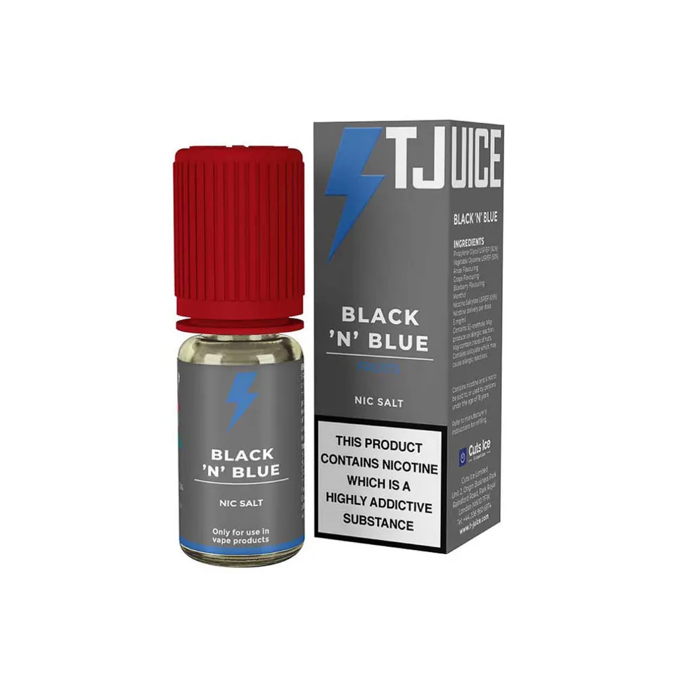 T-Juice Black N Blue Nic Salt Liquid 10ml 10mg Blaubeere