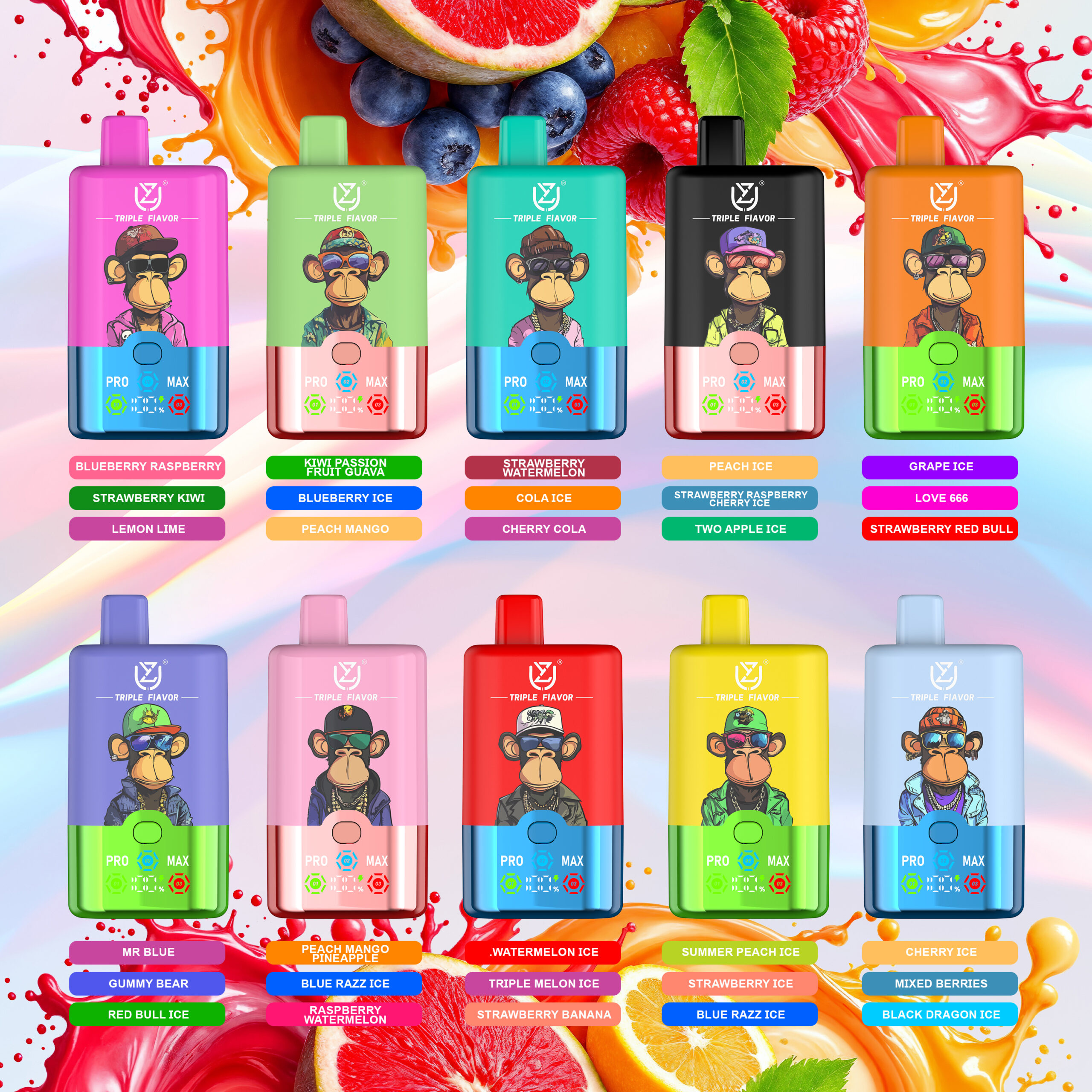 UZY Triple Flavor 60000 Einweg E-Zigarette 54ml 3 Sorten Display