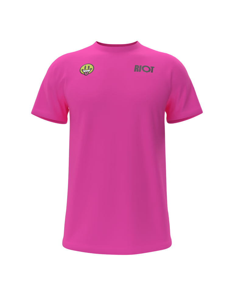 Riot Squad Connex Acid Smiley Pink T-Shirt Neon Pink Baumwolle