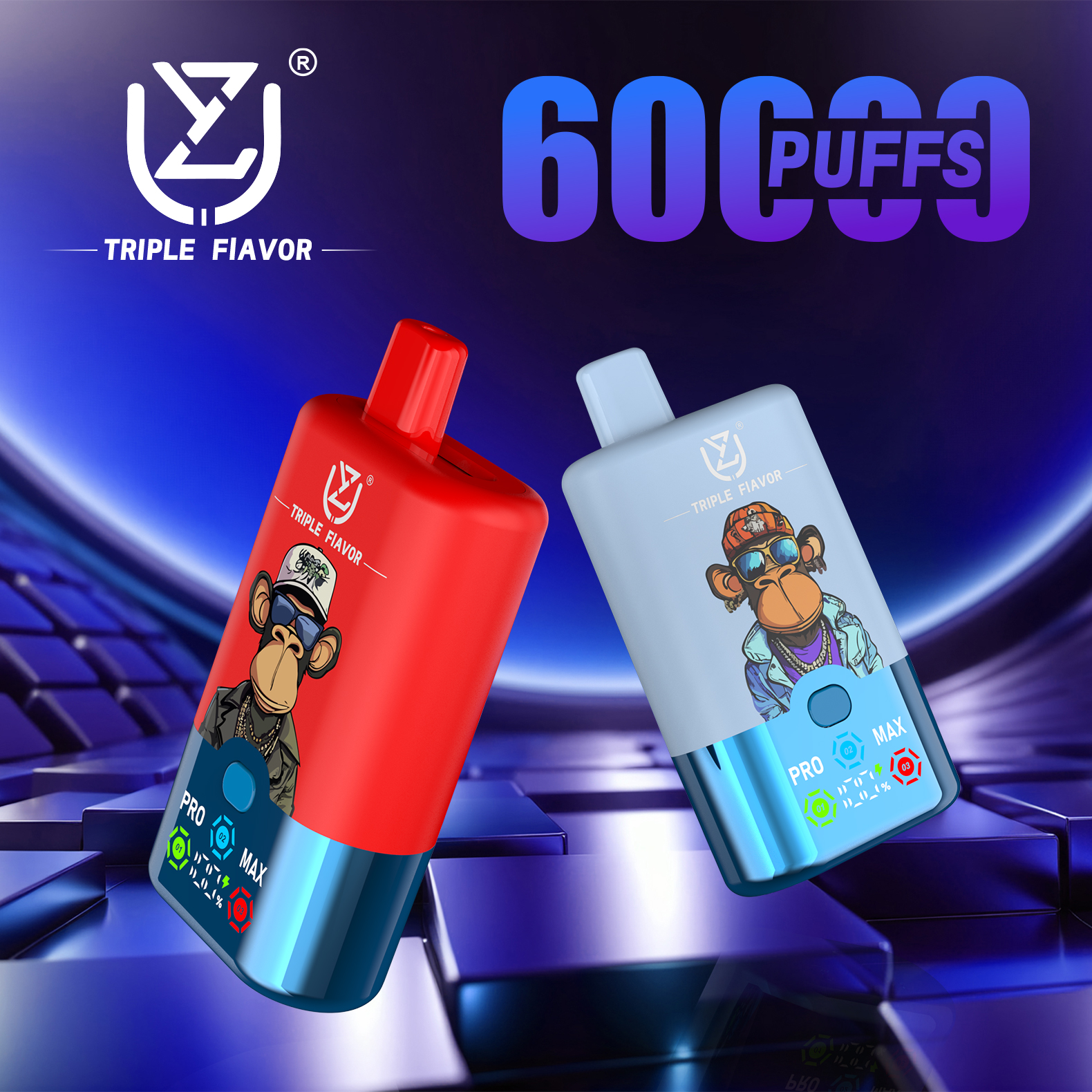 UZY Triple Flavor 60000 Einweg E-Zigarette 54ml 3 Sorten Display