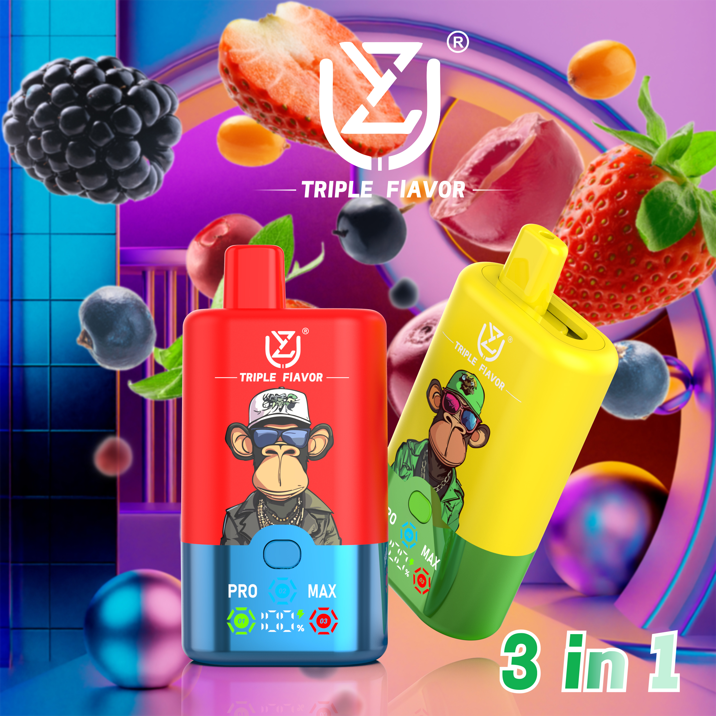 UZY Triple Flavor 60000 Einweg E-Zigarette 54ml 3 Sorten Display