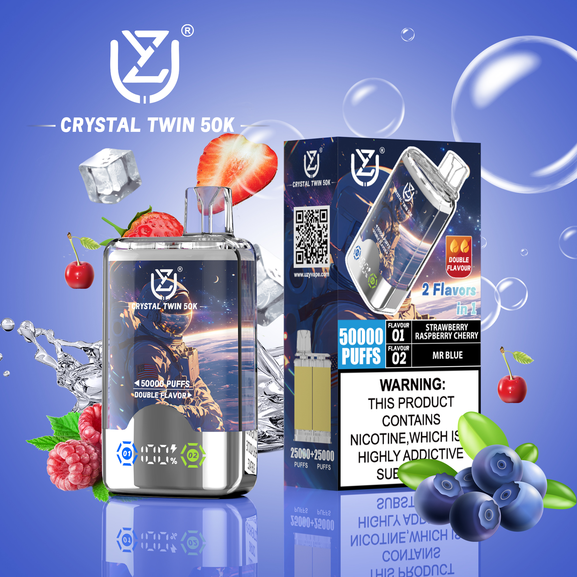 UZY Crystal Twin 50K Einweg E-Zigarette Double Flavor