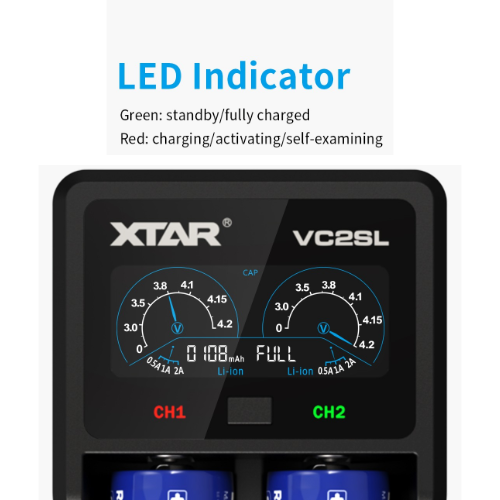 Xtar VC2SL Akku-Ladegerät USB-C 2-Schacht Powerbank