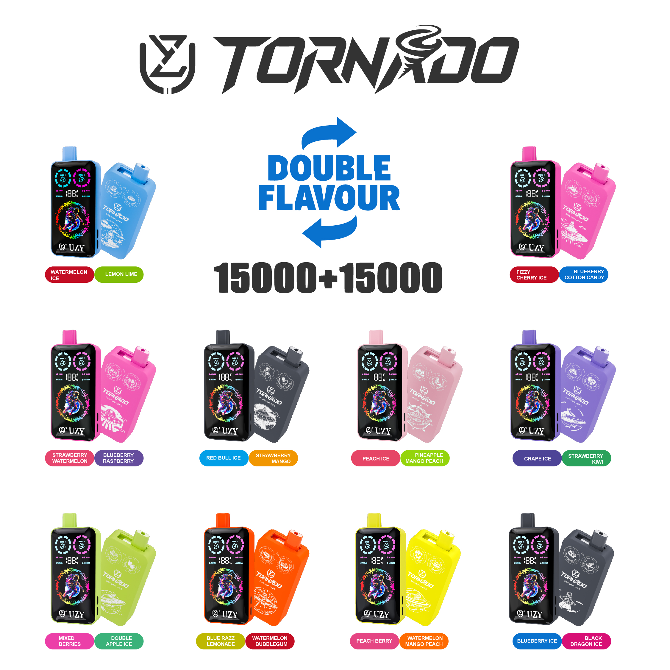 UZY Tornado 30000 Einweg E-Zigarette Double Flavor