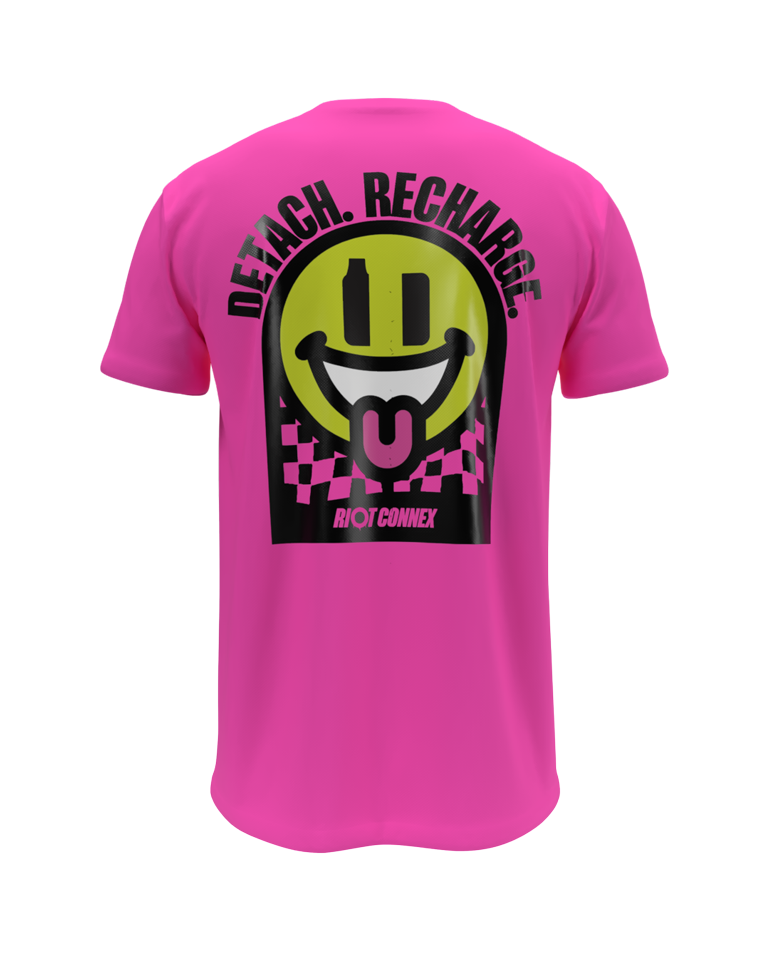 Riot Squad Connex Acid Smiley Pink T-Shirt Neon Pink Baumwolle