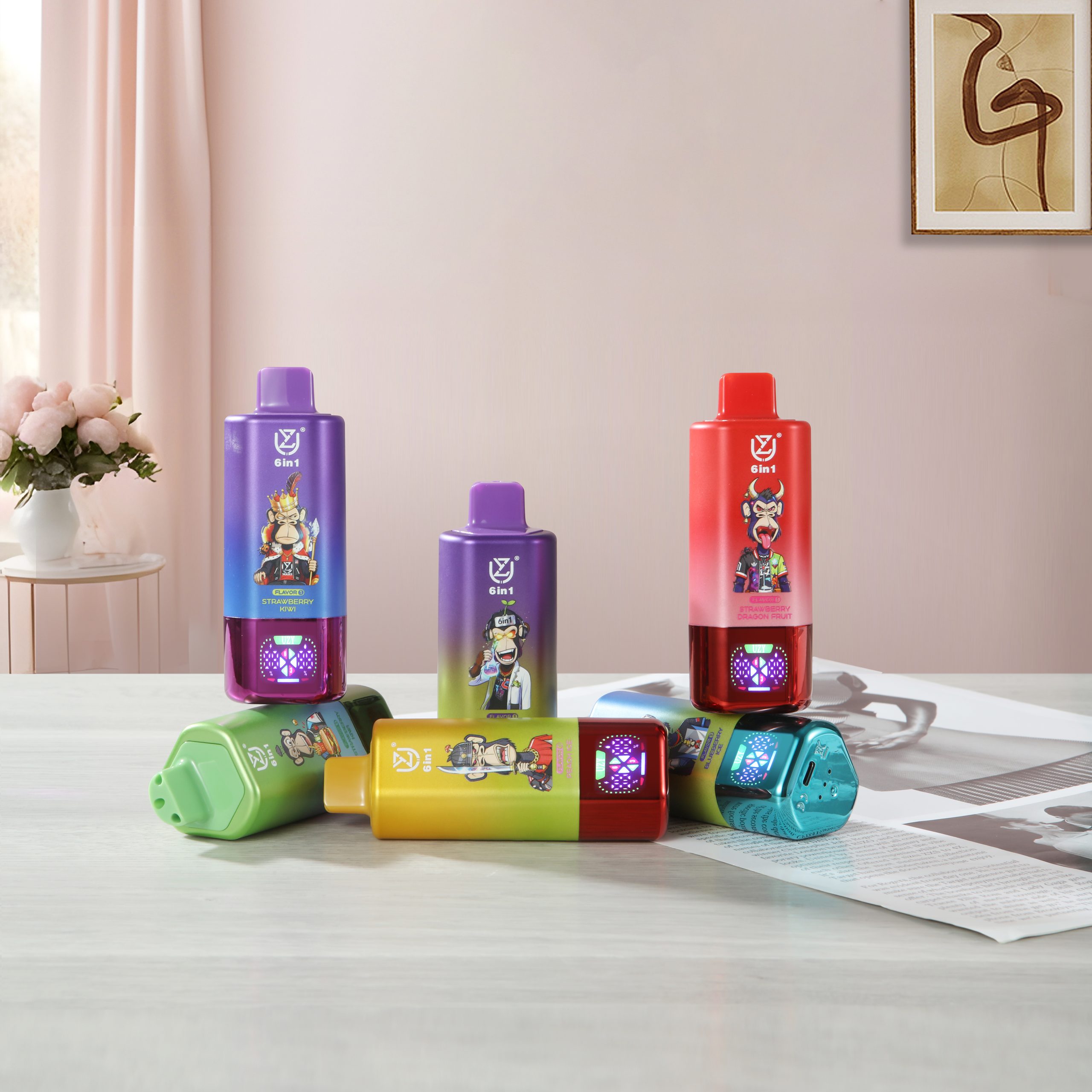 UZY 6 IN 1 150000 Einweg E-Zigarette 64ml 6 Aromen Display