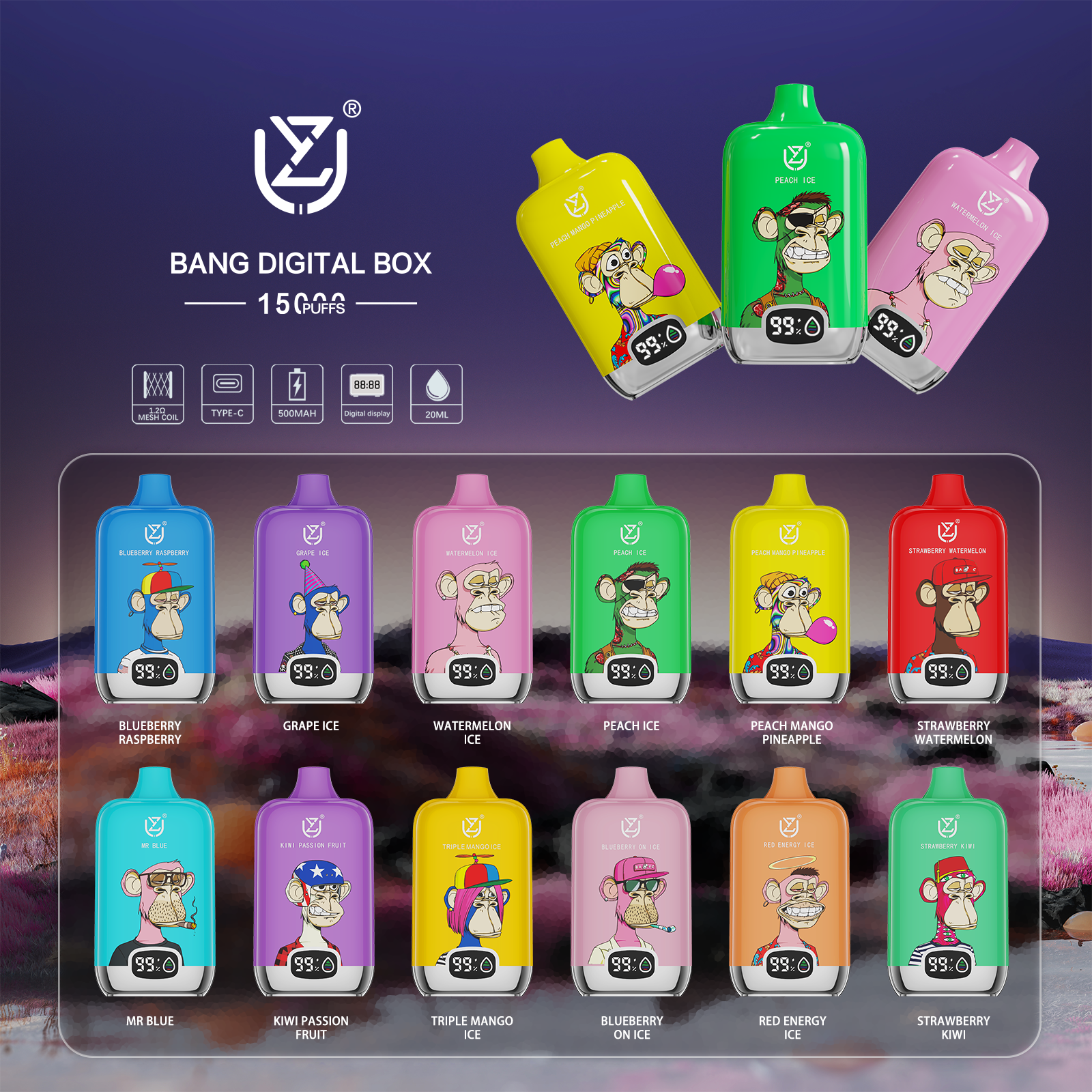 UZY Bang Digital 15000 Einweg E-Zigarette 20ml